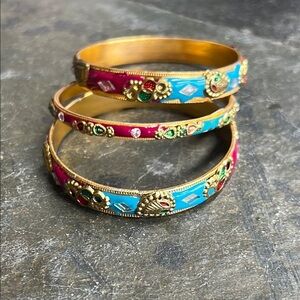 BHAVANA.(B) Gold and Multicolor Indian style Bangles